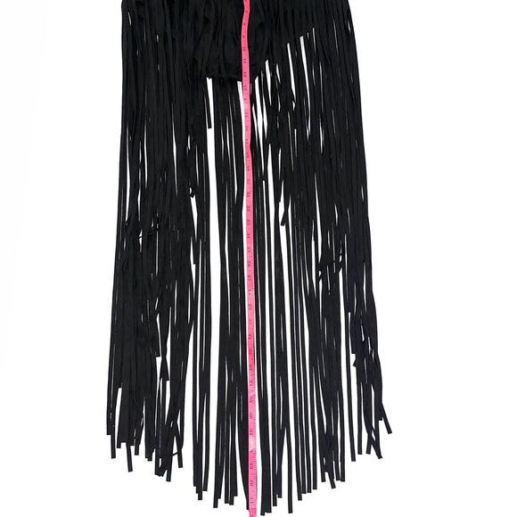 iHeartRaves Black High Waisted Cowgirl Festival Fringe Bottoms Skirt Size Large - Picture 12 of 14